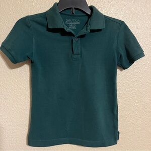 Nautica School Uniform Boys Size L/G (7) Hunter Green Short Sleeve Polo Shirt